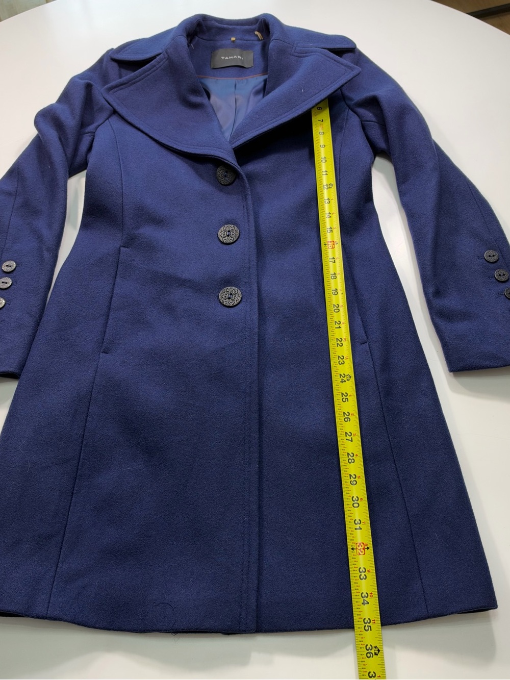 Tahari Wool Blend Navy Pea Coat Size 6 - Picture 3 of 9